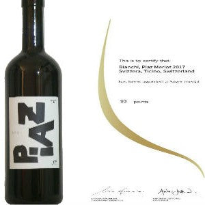 Merlot Ticinese Piaz premiato ai Mondial du Merlot e dal Decanter